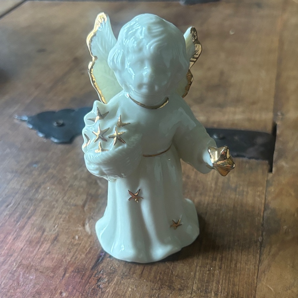 Vintage Ceramic Angel Figurine with Gold Accents